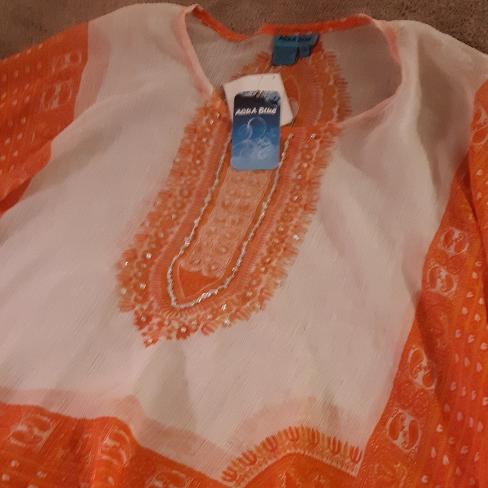 Aqua Blue Tunic Blouse